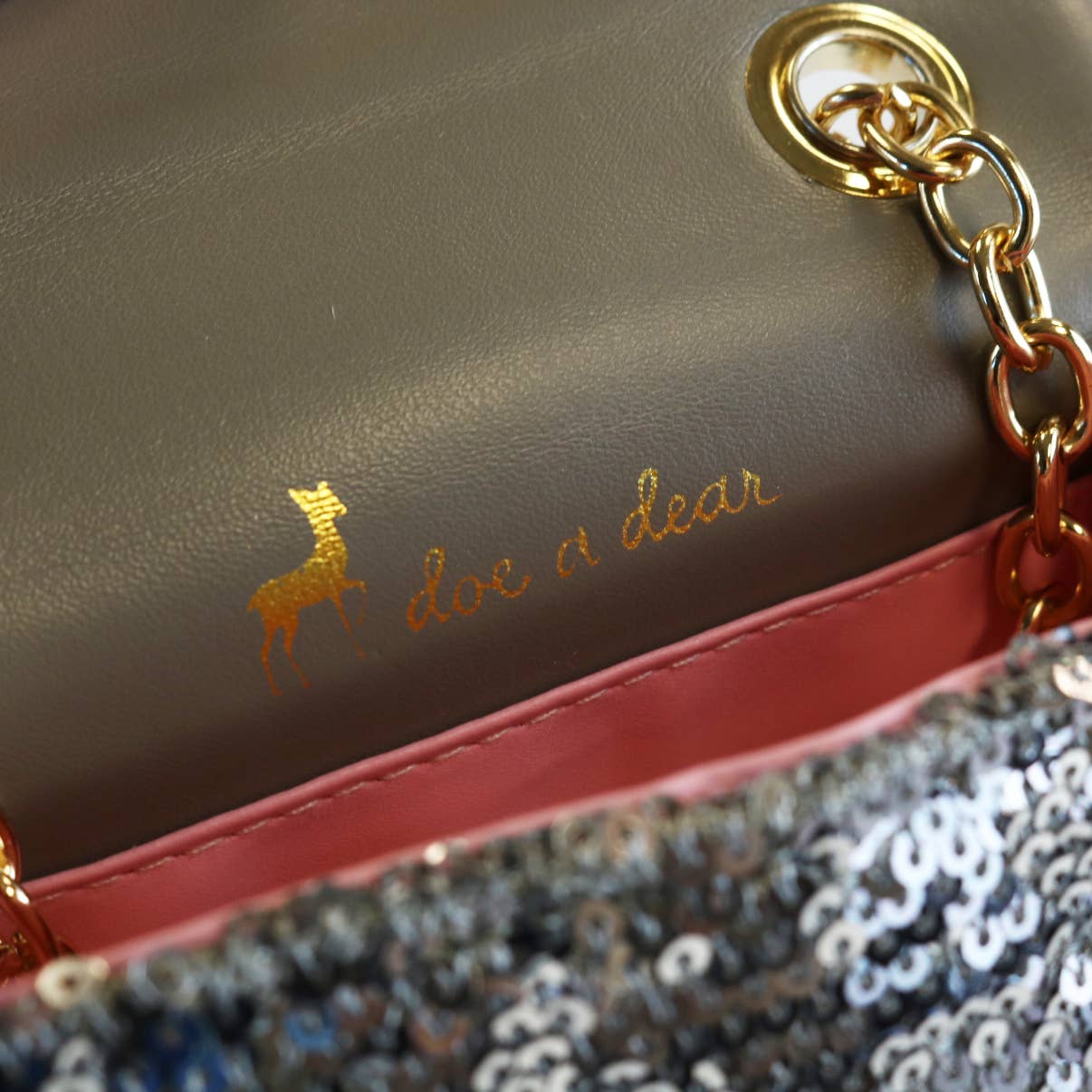 Floral Appliques Sequin Purse Silver