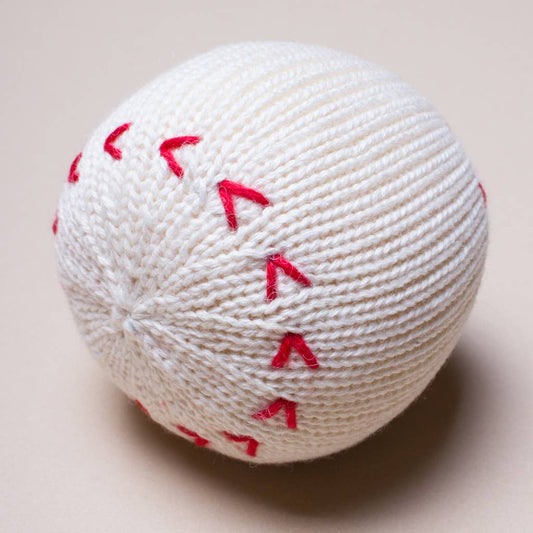 Baseball Rattle Organic Baby Toy - (Handmade)