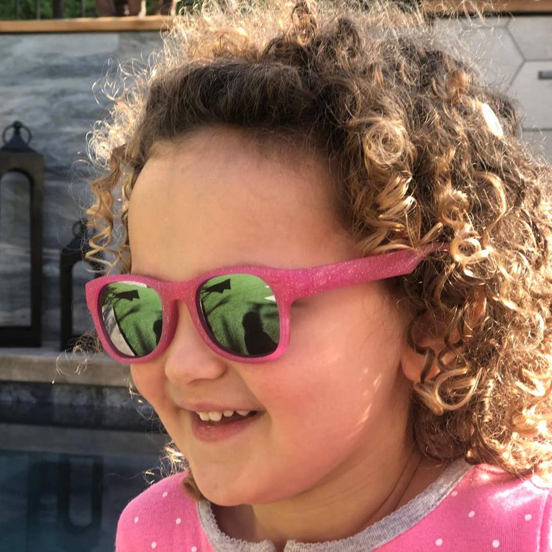 Pink Glitter Sunglasses: Baby (Ages 0-2) / Grey Polarized Lens