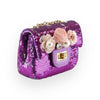 Floral Appliques Sequin Purse Silver