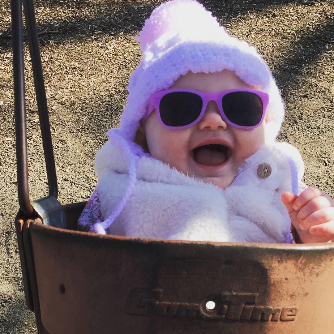 Lavender Glitter Sunglasses: Toddler (Ages 2-4) / Grey Polarized Lens