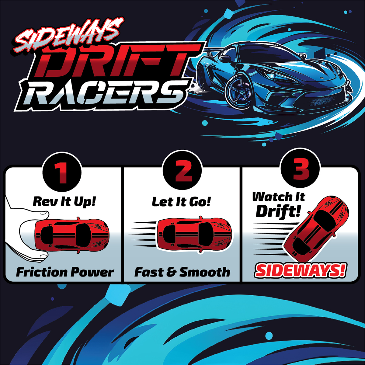 Sideways Drift Racer Friction Car Assortment-