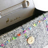 Floral Appliques Tweed Purse: Grey