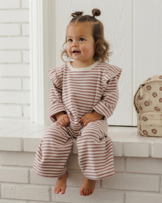RUFFLE COZY SET MULBERRY STRIPE