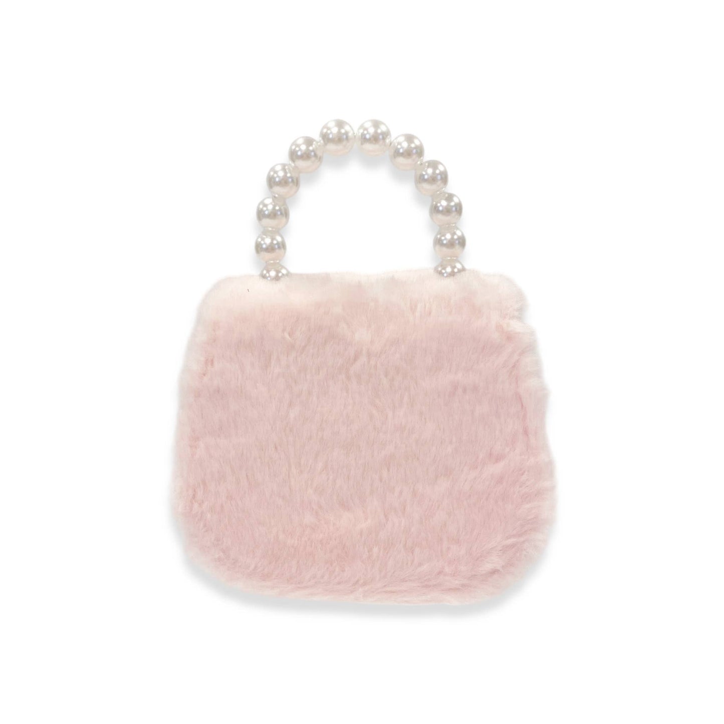 Mesh Bow Furry Purse Beige