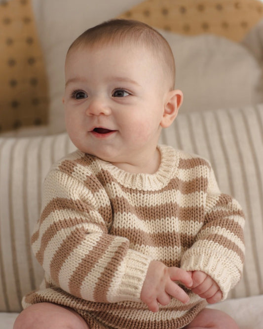 REX ROMPER ALMOND STRIPE