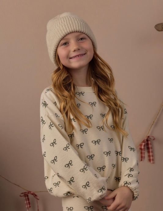SPONGEY KNIT SET EVERGREEN BOWS
