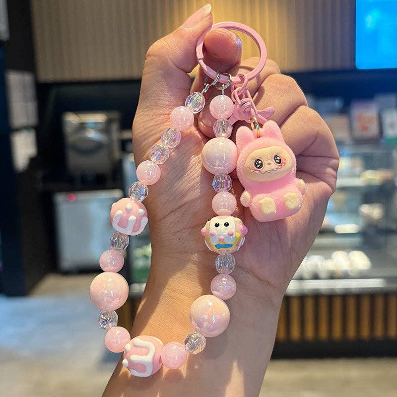 Crystal Quicksand Labubu Keychain Bag Charm