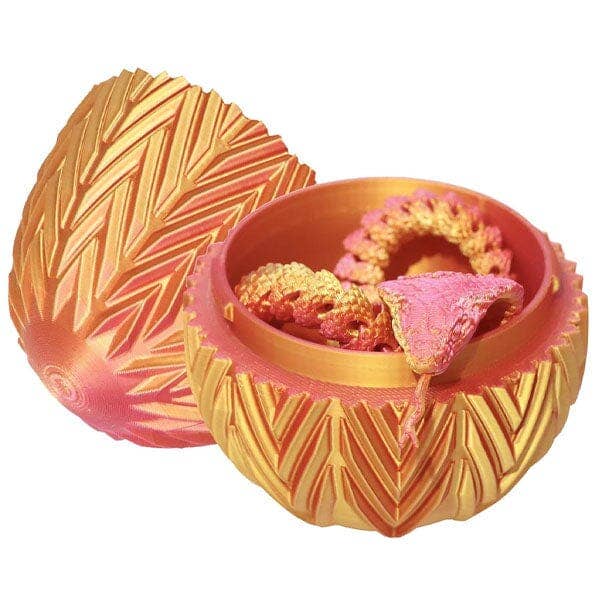 3D Printed Snake Scale Egg Fidget Toy with Egg Included (Multiple Colors): Red/Copper