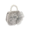 Mesh Bow Furry Purse Beige