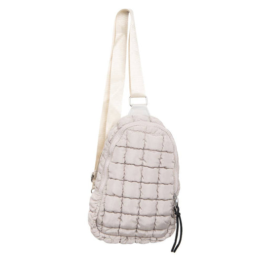 Sand Quilted Sling Crossbody Bag: Sand