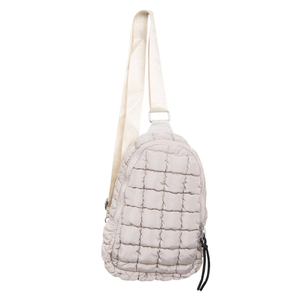 Sand Quilted Sling Crossbody Bag: Sand