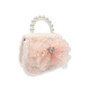 Mesh Bow Furry Purse Beige