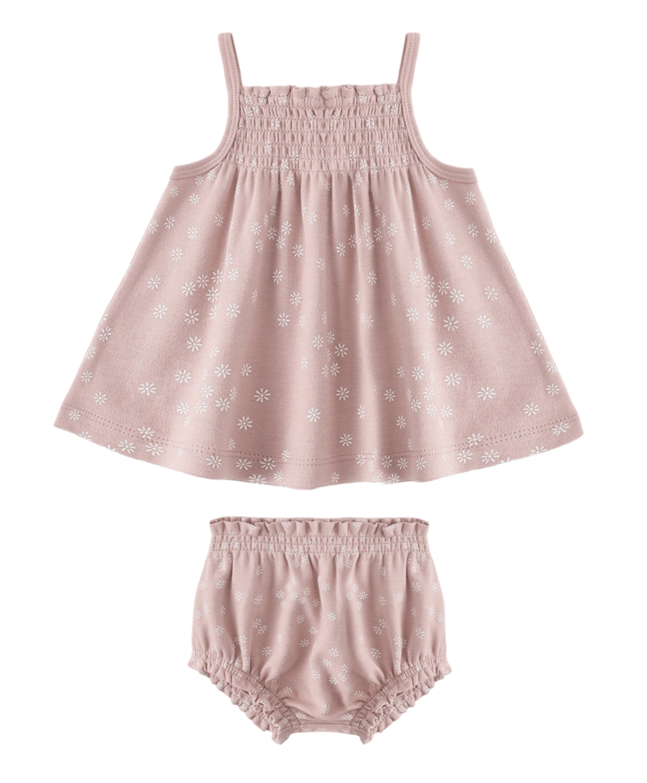 SMOCKED TANK + BLOOMER SET MAUVE DAISY