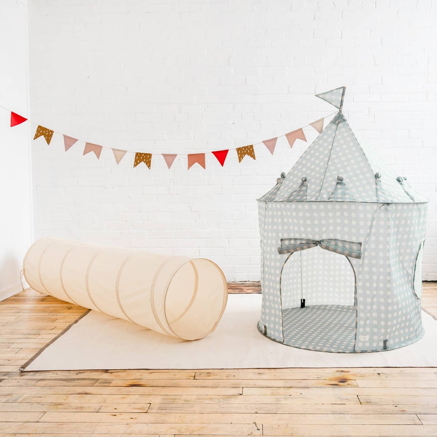 Kids Play Tunnel with Eco-Friendly Recycled Fabric: Terrazzo Beige
