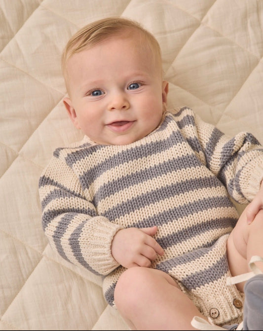 REX ROMPER SLATE STRIPE