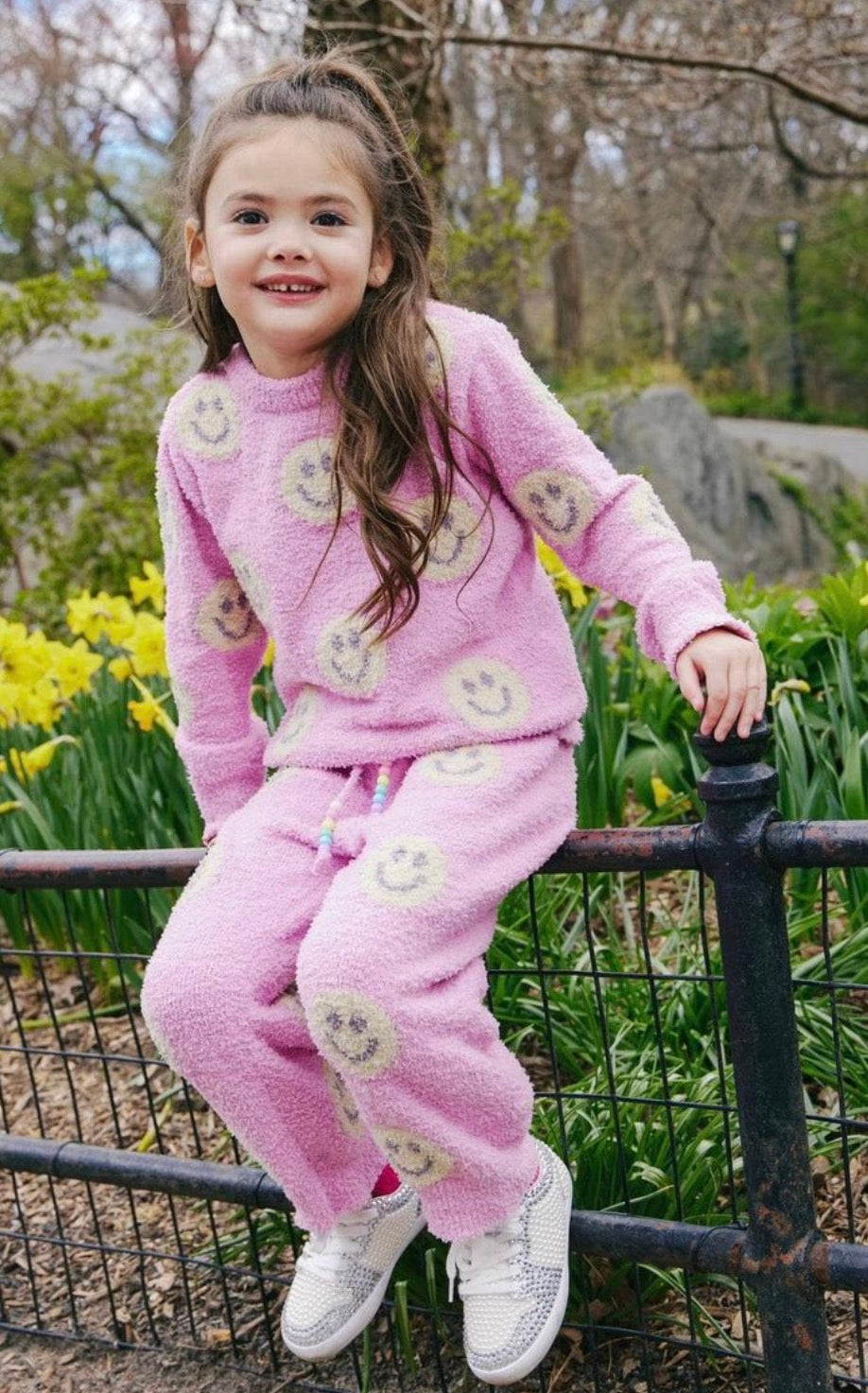 Pinky Fuzzy Smiley Emoji Set, top + pants