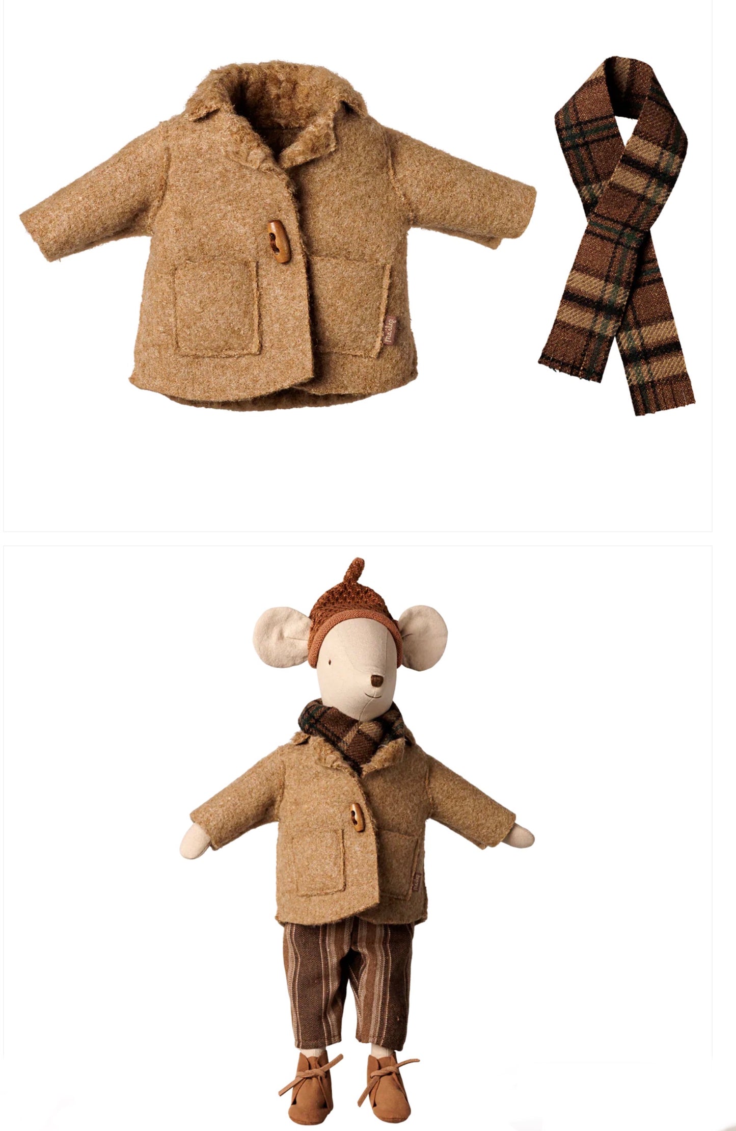 Maileg Jacket and scarf - Medium mouse
