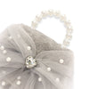 Mesh Bow Furry Purse Beige
