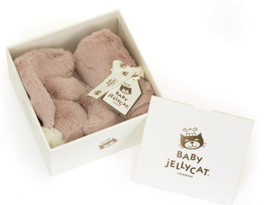 Jellycat Baby Bashful Luxe Bunny ROSA Soother - Packaged (NEW & RECYCLED FIBERS)