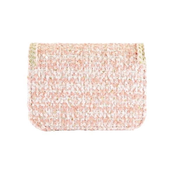 Floral Brooch Tweed Purse: Pink