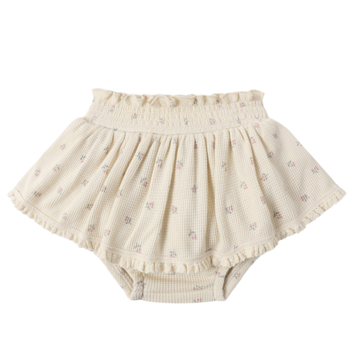 SHORT SLEEVE WAFFLE BODYSUIT+ SKIRTED BLOOMER MAUVE DITSY