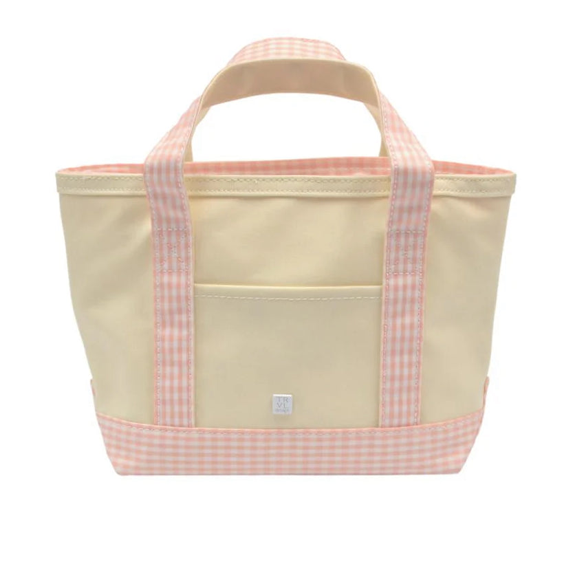 MINI TOTE - COATED CANVAS with GINGHAM TAFFY TRIM