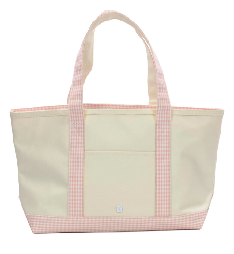 MEDIUM TOTE - COATED CANVAS GINGHAM TAFFY TRIM
