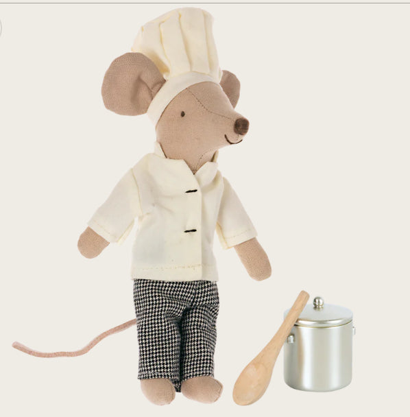 Maileg Chef Mouse with soup pot and spoon