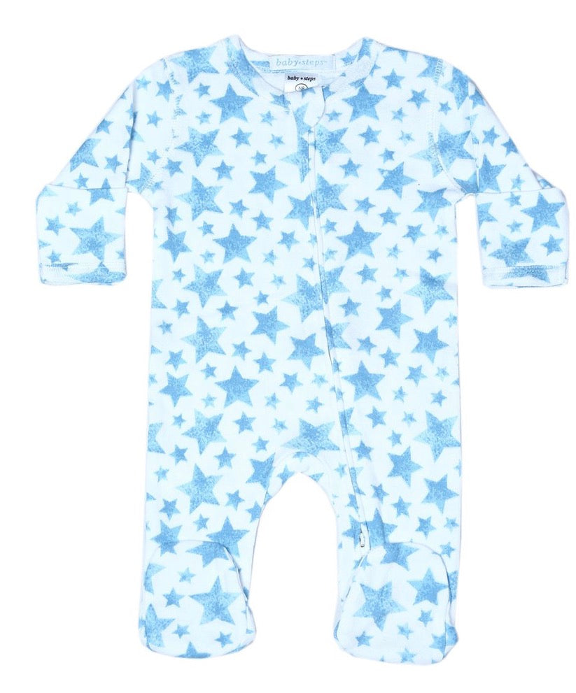 Soft Stars Footie Blue