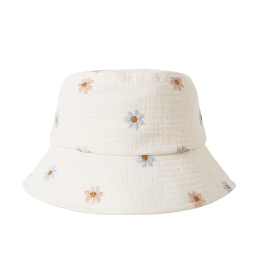 BUCKET HAT EMBROIDERED DAISIES
