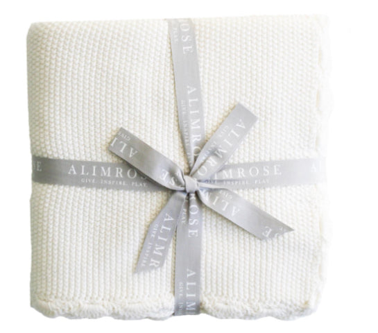 Mini Moss Stitch Baby Blanket ivory