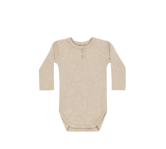 Ribbed Long Sleeve Onesie || Taupe