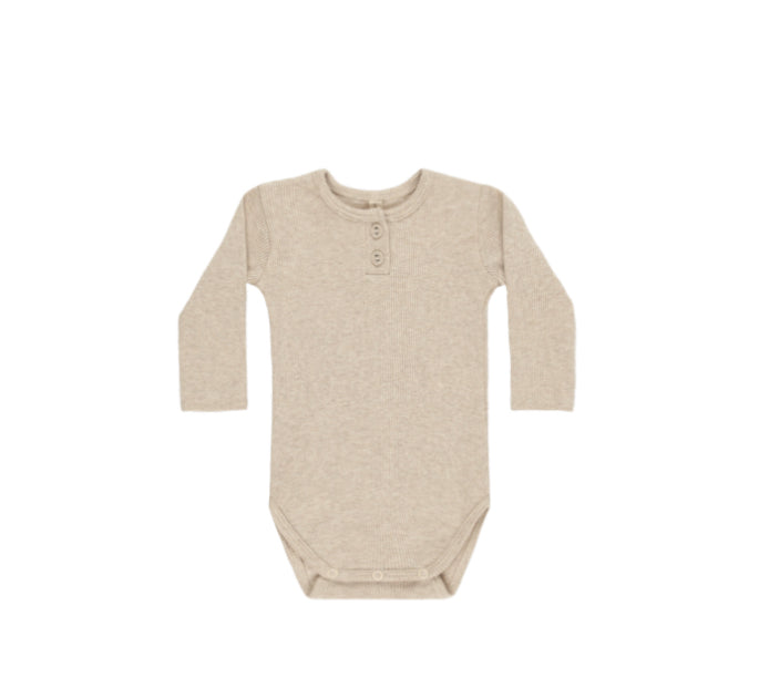 Ribbed Long Sleeve Onesie || Taupe