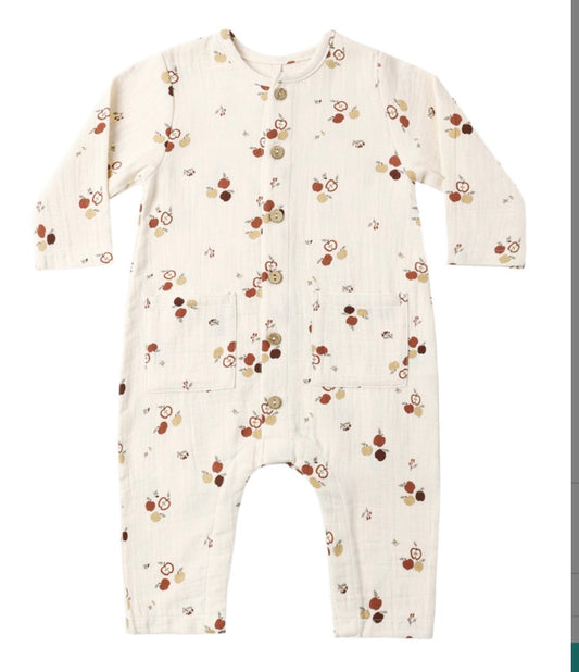 POCKETED WOVEN JUMPSUIT APPLES
