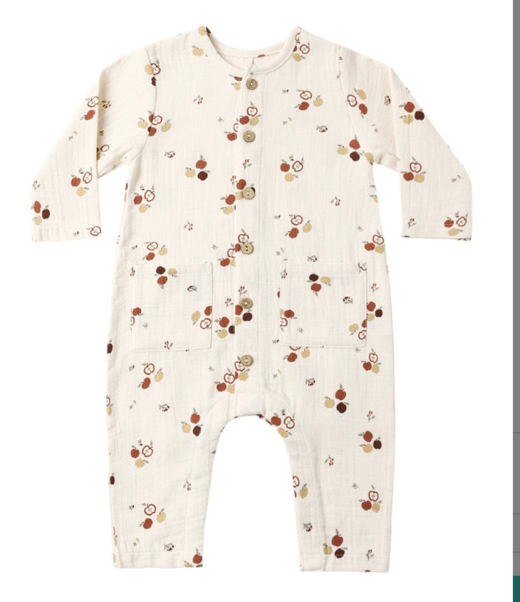POCKETED WOVEN JUMPSUIT APPLES