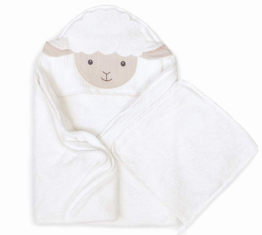 PETIT TOWEL AND WASHCLOTH SET- Lamb