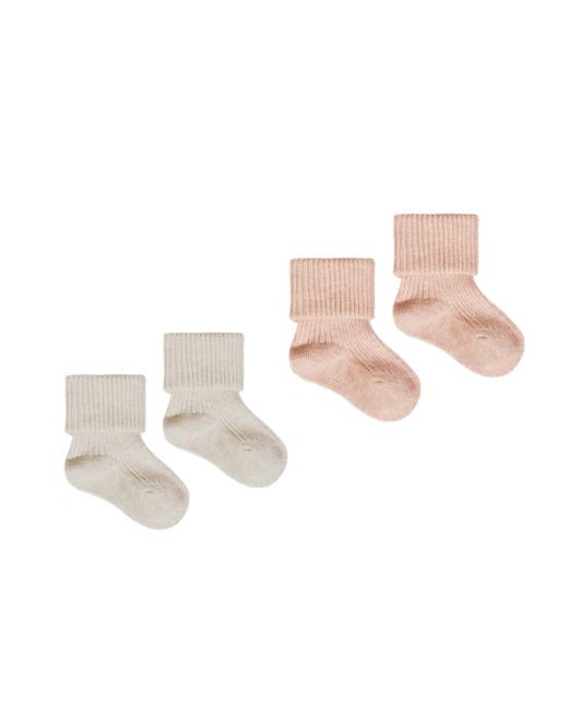 Melange Socks || Oatmeal, Rose