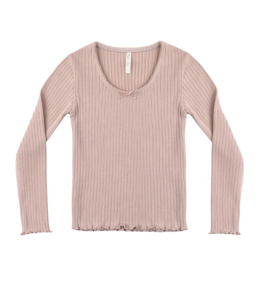 RIBBED LONG SLEEVE ROSEWOOD