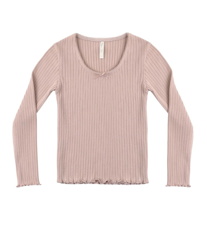 RIBBED LONG SLEEVE ROSEWOOD