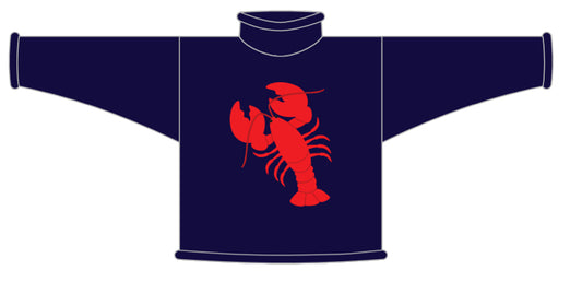 Large Lobster-Diagonal Rollneck Sweater Royal Blue