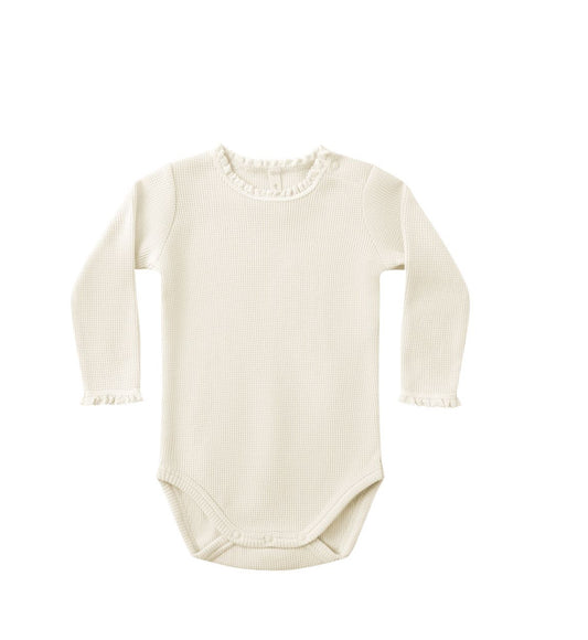 WAFFLE LONG SLEEVE BODYSUIT || NATURAL
