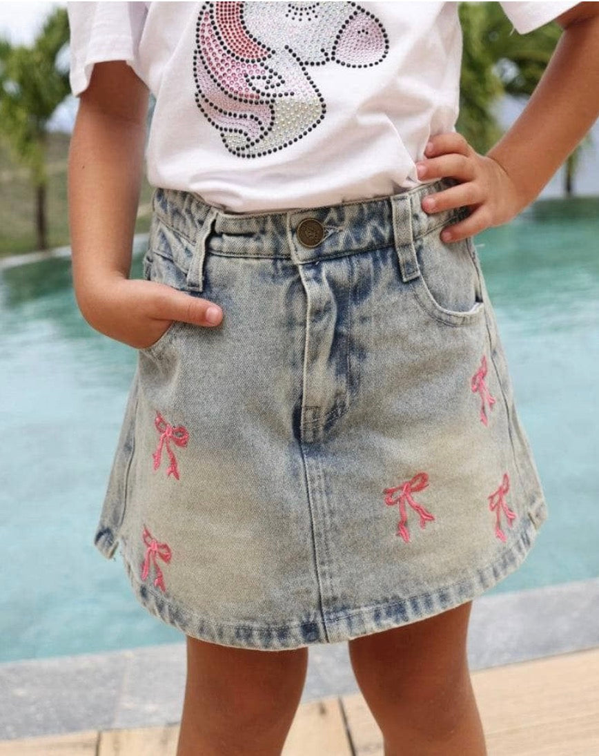 Cutie Bows Denim Skirt