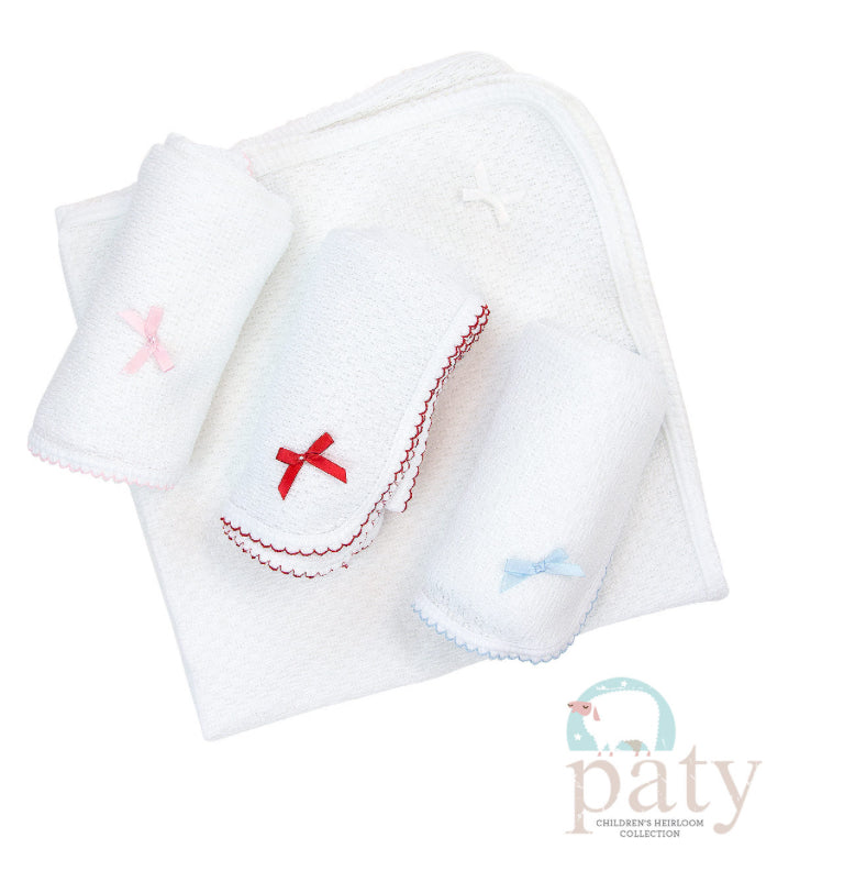 RECEIVING BLANKET W/WHITE BOW