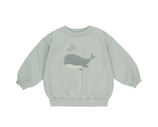 RELAXED SWEATSHIRT Whale coastal collection- evergreen piece