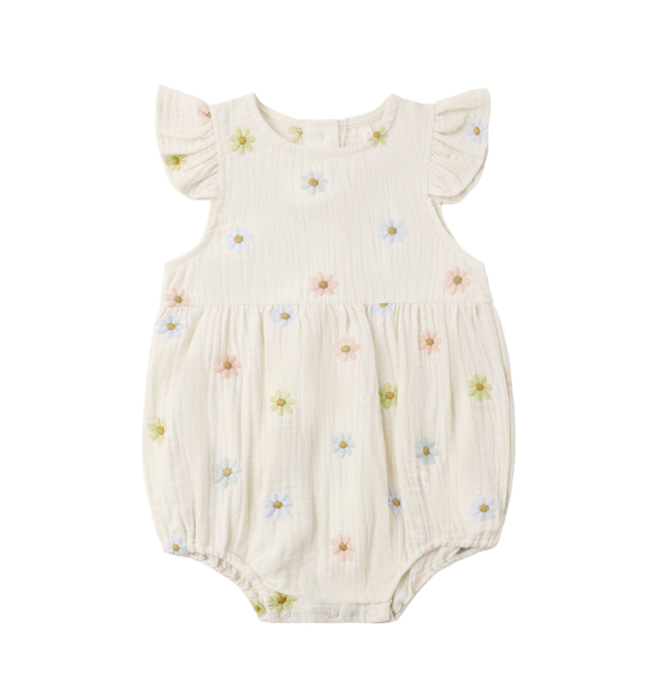 AMELIA ROMPER EMBROIDERED DAISIES