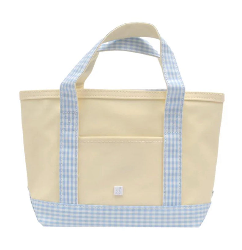 MINI TOTE - COATED CANVAS with GINGHAM MIST TRIM