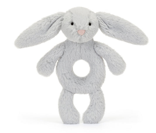 Jellycat Baby Bashful Grey Bunny Ring Rattle  (RECYCLED FIBERS)