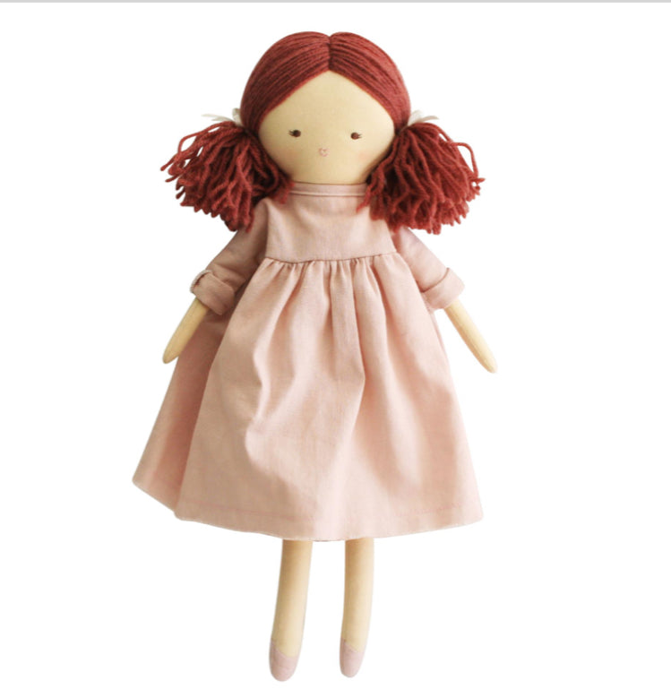 Matilda Pink - Redhead dress up doll with removable clothing