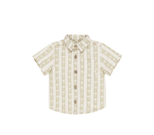 Collared Short Sleeve Shirt Palm Stripe